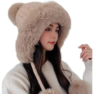 Bonnet à oreilles péruvien pour femme, bonnets de ski Sherpa, bonnets de  neige en tricot, 3