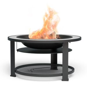 BRASERO - ACCESSOIRE Blumfeldt Merano Circolo Braséro 3 en 1 avec fonction barbecue utilisable comme table de diamètre 87 cm Noir