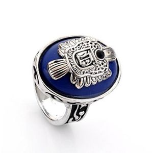 BAGUE - ANNEAU LCC® Bague homme metal argente pierre bleu DAMON S