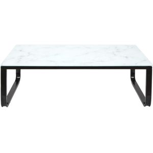 TABLE BASSE Table Basse En Verre 'effet Marbre' 105cm Blanc - Paris Prix - Contemporain - Design - Rectangulaire