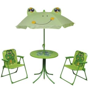 Ensemble table et chaise de jardin vidaXL Jeu de bistro avec parasol pour enfants 3 p