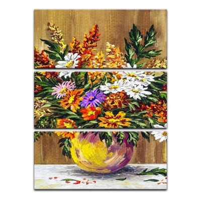 Impression Sur Toile Reproduction De Nature Morte Fleurs Sauvages Dans Un Vase En Pierre 60 X 90 Cm 3tlg 60 X 90 Cm 3tlg Achat Vente Tableau Toile Cdiscount