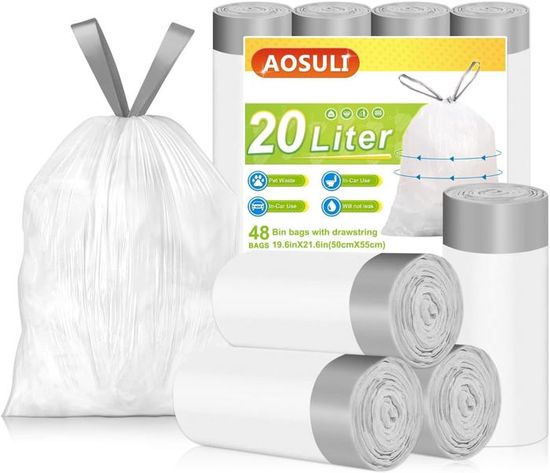Sac Poubelle Budget-line Pour Poubelles 50L - Avec Cordon 55x75 Cm 10 Pieces
