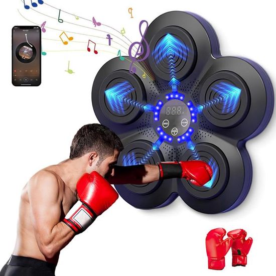Machine Boxe Musicale Machine De Boxe Musicale Intelligente, Music Boxing Machine Adulte, Smart Bluetooth Music Boxeur électroniqu LED, 9 Modes De Vitesse, Boxe Mural Musique Pour Exercices Pour Adultes Et Enfants Blanc