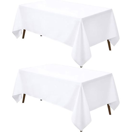 HASJOIN Lot de 2 nappes rectangulaires blanches en polyester 153 x 260 cm pour table à manger HASJOIN Lot de 2 nappes rectangulaires blanches en polyester 153 x 260 cm pour table à manger