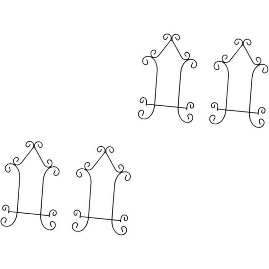 Supports Pour Assiettes Et Photos - Lot De 4 Chevalets En Métal Noir - Pour Présentation Déco Ou Artistique