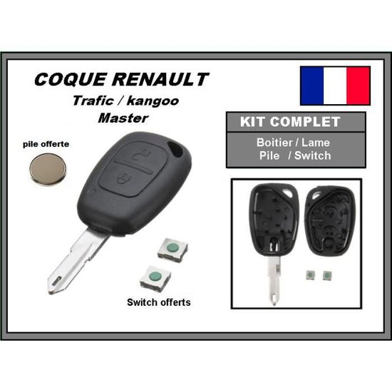 Clé pliante coque RENAULT MASTER TRAFIC KANGOO CLIO Funkclé 2 boutons -  Cdiscount Auto