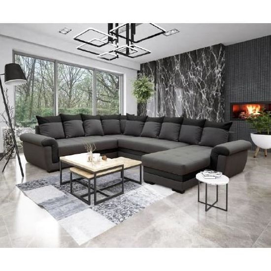canape panoramique mocca gris fonce noir cdiscount maison