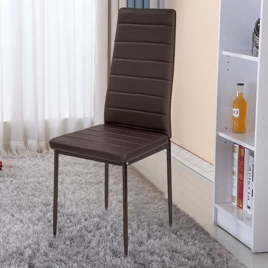 Chaise de salle à manger en simili marron - Lot de 2 - 48*42*97 cm