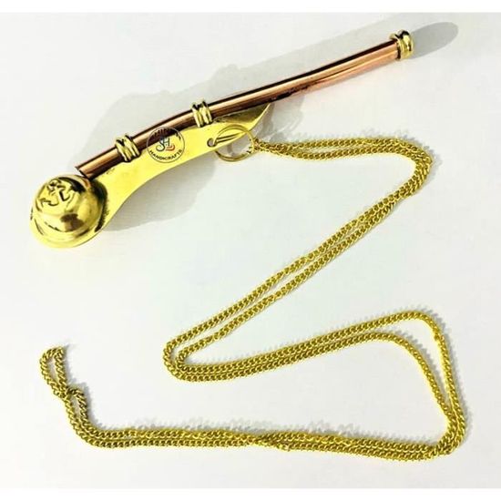 Neuf 5  Laiton Cuivre Carte Boatswain Sifflet Avec Chaîne Bosun Appels