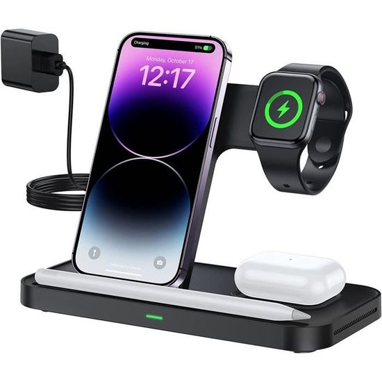Chargeur Induction 3 en 1, Chargeur pour iphone et Apple Watch, Pliable  Rapide Station De Recharge Charge - Cdiscount Téléphonie