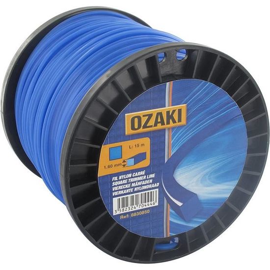 Greenstar Bobine Fil Nylon OZAKI 1,6mm - 15m - Pour Coupe-Bordures, Silent Line