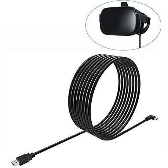 Eyglo Câble de Charge USB 3.0 Type-C Câble de Transfert Ultra Rapide pour Oculus Quest Link VR Câble de Charge Rapide pour Tablette Téléphone 3 m 