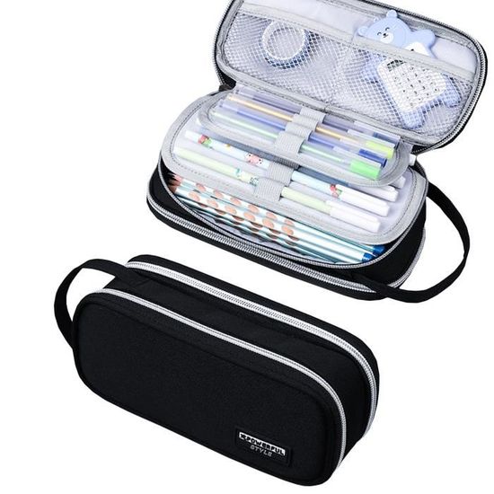 8707C - Trousse Scolaire Plate Pétrôle Effet Irisé 22X11 Cm En