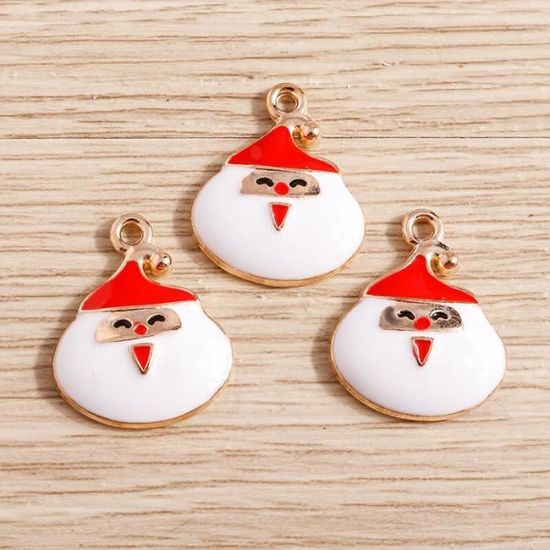 10/20 Pièces Pendentif à Breloques De Noël émail Père Noël Flocon De