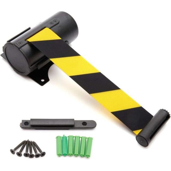 Barrières De Sécurité Murale Rétractables - 2x Ruban 3m - Acier Inoxydable - Pour Files D'Attente