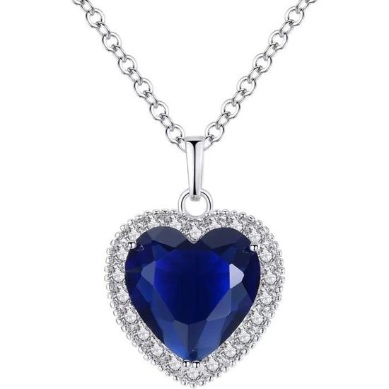 Collier Cœur Rose Argent Sterling 925 - Pendentif Double Cœur - Cadeau Saint-Valentin, Fête Des Mères