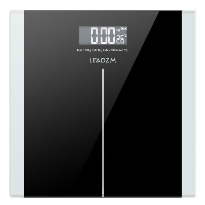 Pèse Personne Éléctronique - 28*28cm - 180kg-0.1kg - Noir