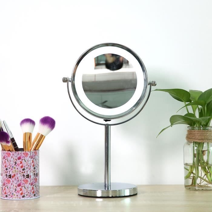 Drfeify Miroir de maquillage LED avec miroir grossissant 5X de miroirs de maquillage Make Up 6 pouces -OLL
