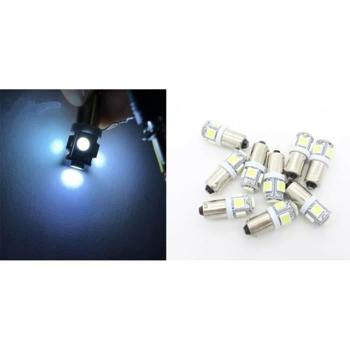 10x Ampoule BA9S LED T4W Veilleuses 6000K 5 SMD plafonnier habitacle phare