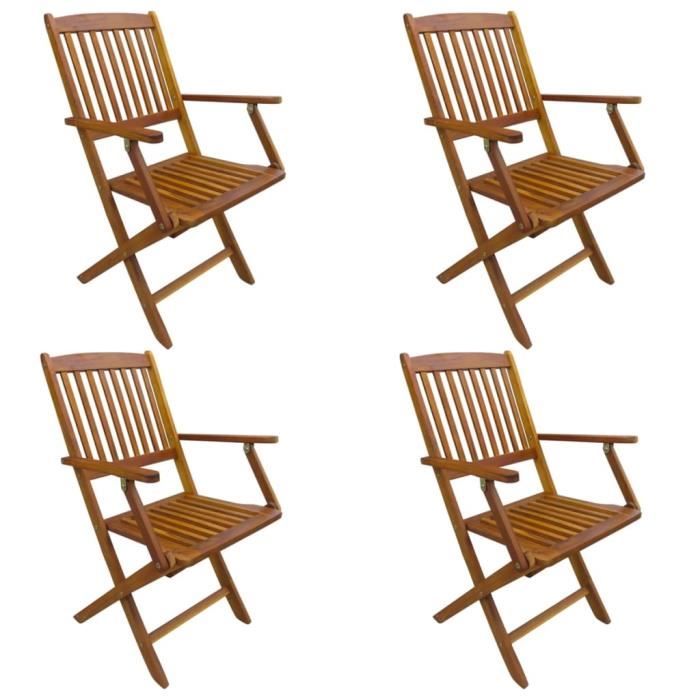 ETO 4 pcs Chaises pliables d'extérieur Bois d'acacia solide