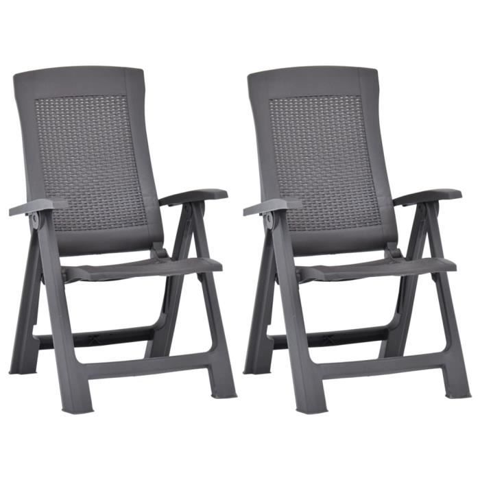 Economique 2 x Fauteuil de Jardin inclinables - Ensemble de 2 Chaise d'extérieur - Haut de gamme Plastique - Moka @514876