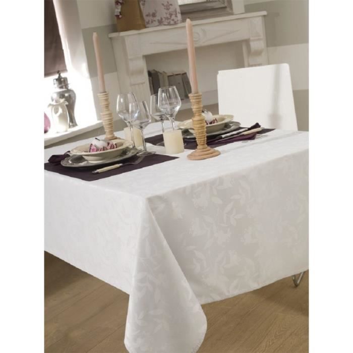 Nappe tissu damassée rectangle 150X250 cm ombra blanc - Nappe en tiisu rectangle pour une jolie table chic.