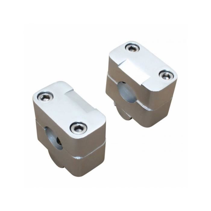 Pontet rehausse adaptateur de guidon Replay pour moto Ø22mm à 22/28mm H20mm argent