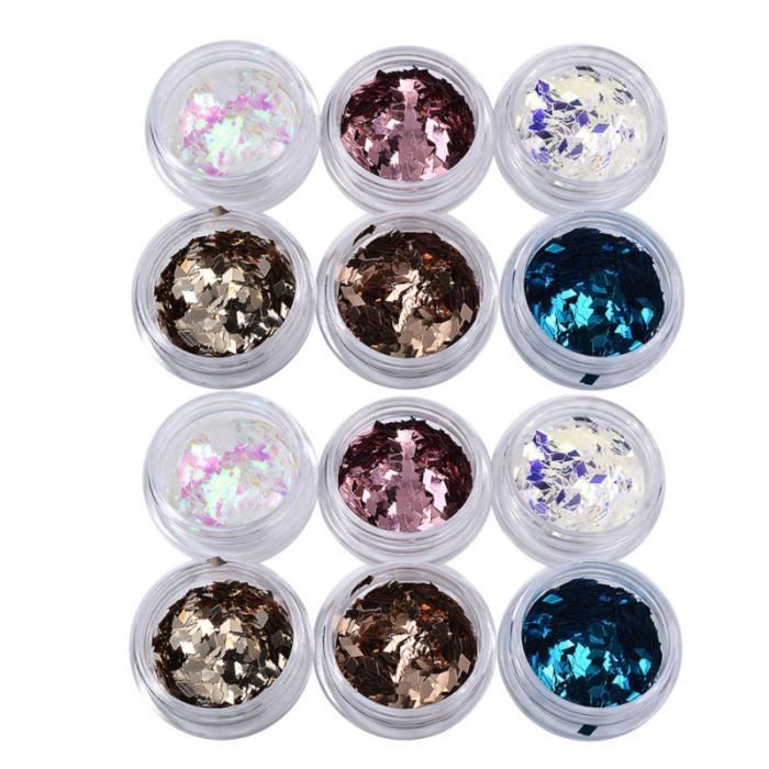 12 pièces de boîte bricolage décor drôle à la main coloré manucure brillantes losange pour dame MANICURE-PEDICURE SET