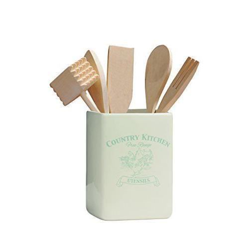 Premier Housewares -Batterie de cuisine-Pot à ustensiles avec ustensiles-Crème - 0722766