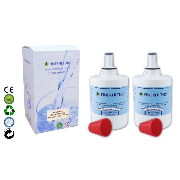 2x Finerfilters DA29 Filtre à eau compatible pour réfrigérateur Samsung DA29-00003B, DA29-00003A, DA61-00159, WSS-1, WF289