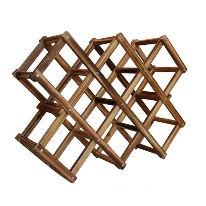 BH En Bois Rouge Casier A Vin 10 Porte-Bouteille Mont Bar Presentoir Pliant Bois Vin Casier Alcool Neer Soins ...... - BHCYD821A3093