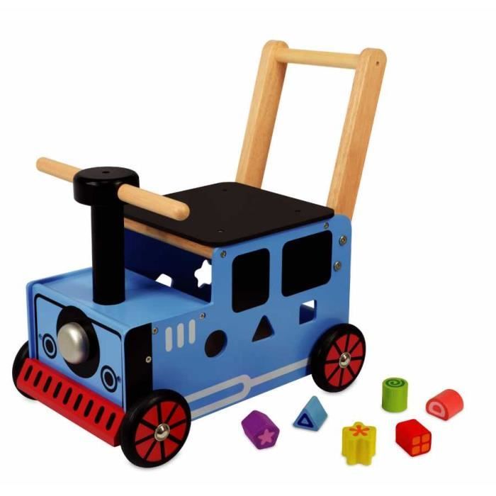 I'm toy - Porteur en bois pour bébé le petit train bleu - IM87571
