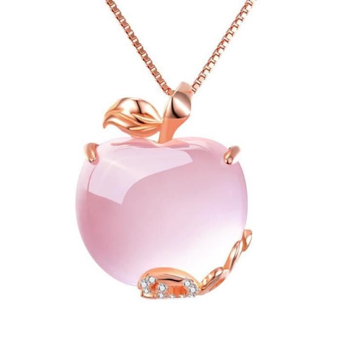 Modèle de Pomme Pendentif Femme Mignon Collier Cristal pour Cadeau Anniversaire