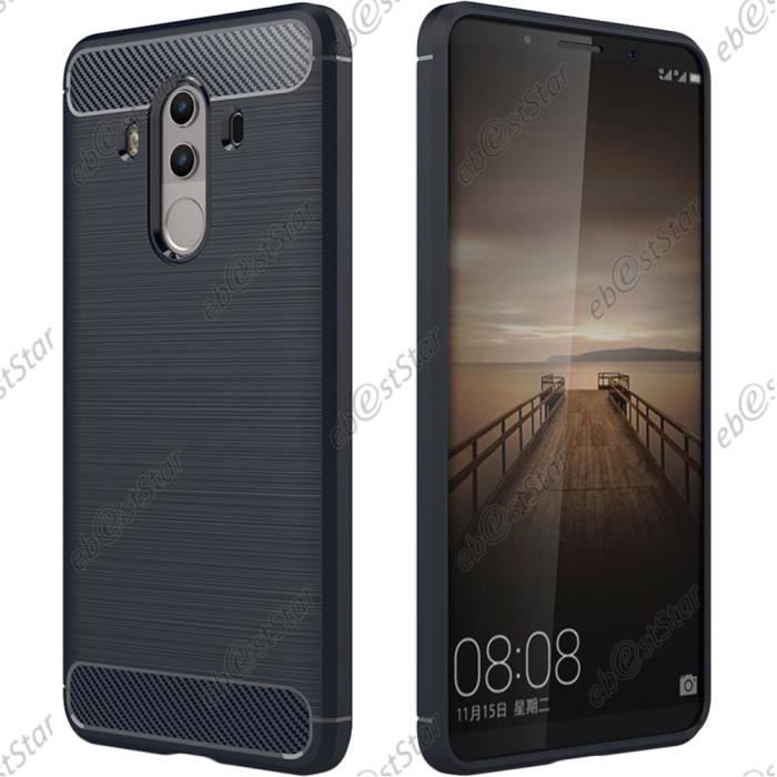 ebestStar ® pour Huawei Mate 10 Pro (2017) - Coque Etui PochetteMotif Fibre Carbone Luxe 2 barres horizontales Silicone Gel