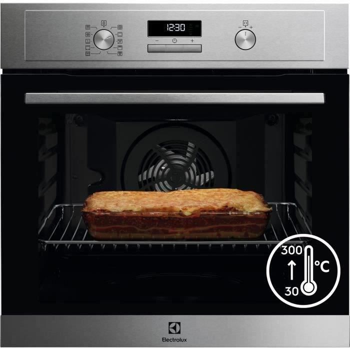 Four électrique encastrable - Pyrolyse - Chaleur pulsée - ELECTROLUX ECF6P62X -- Acier inoxydable - 68L - Porte froide - 60x60cm