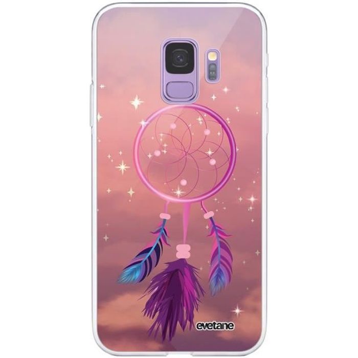 Coque pour Samsung Galaxy S9 souple transparente Attrape rêve rose Motif Ecriture Tendance Evetane