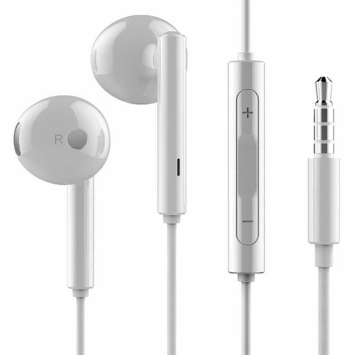 Ecouteurs stéréo Mini Jack Compatible avec Micro pour Smartphones Blanc Hobby Tech
