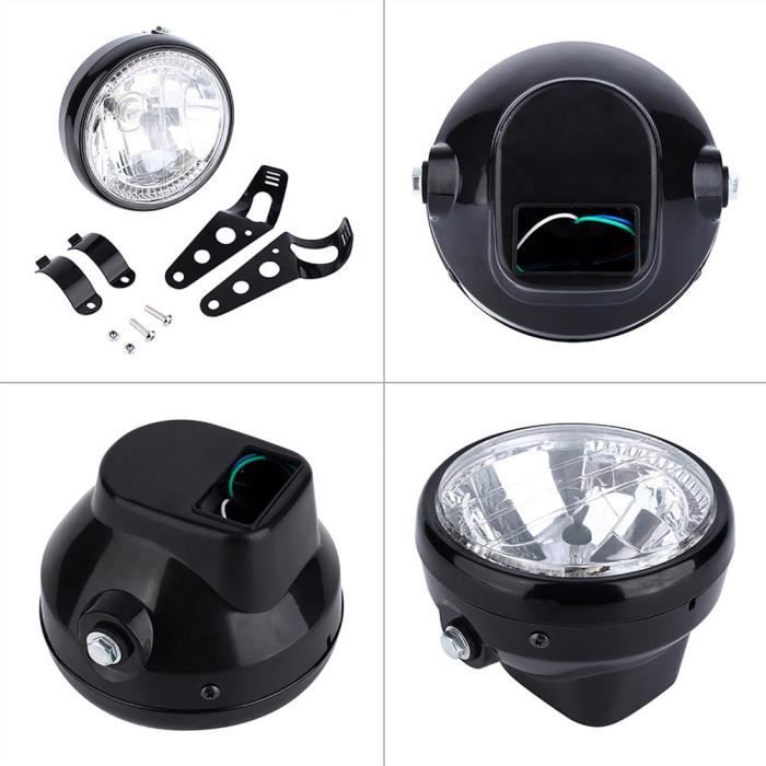 HURRISE phare de moto 7 'Phare LED Jaune Universel 12V H4 35W Moto Rond avec Support Noir