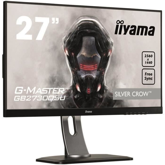 SHOT CASE - Ecran PC Gamer - IIYAMA G-Master Silver Crow GB2730QSU-B1 - 27 - Dalle TN - 1ms - DisplayPort-DVI-D-HDMI - AMD FreeSync