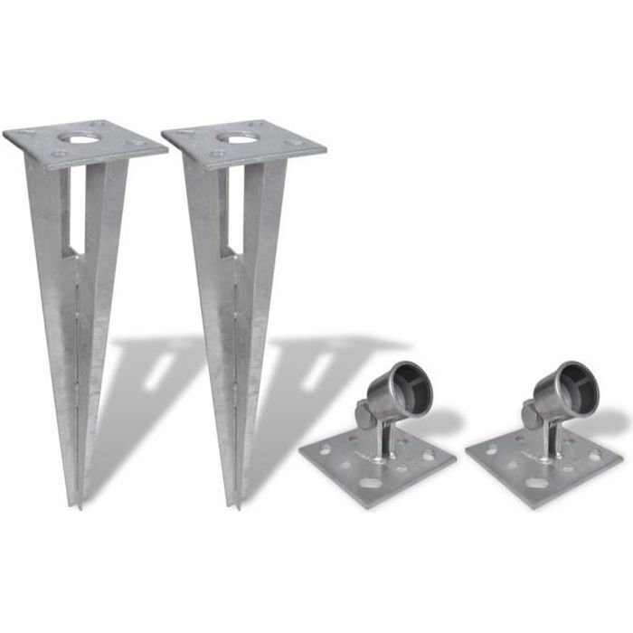 2 Kits Support pour jambe de force à enfoncer poteaux ancrer clôtures haute qualité durable