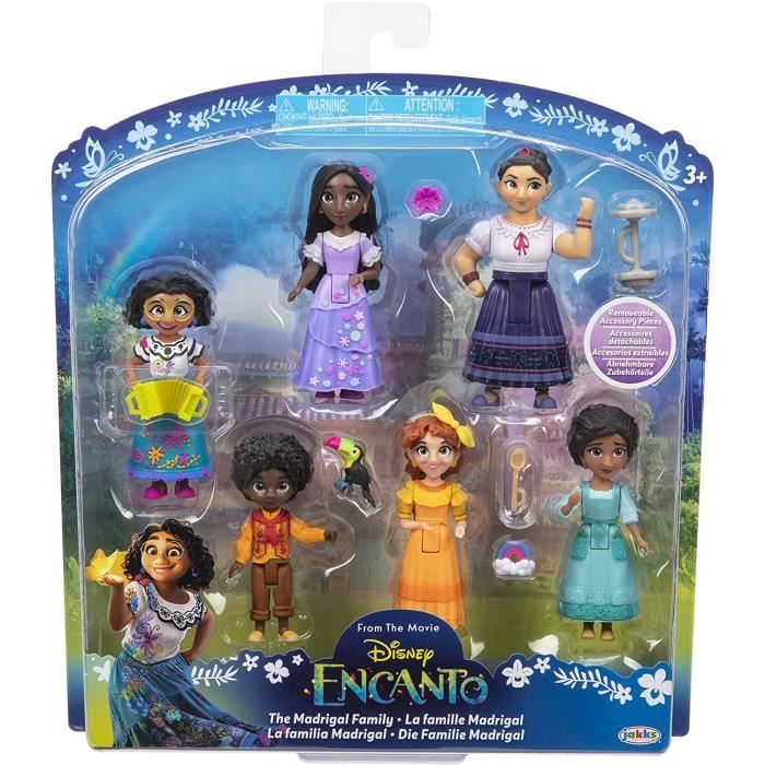 Disney Encanto - JK220711 - Ensemble 6pcs figurines articulées 8cm + accessoires - La Famille Madrigal