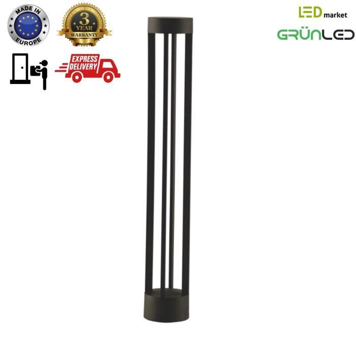 Borne exterieure d'éclairage Lampadaire de Jardin Pelouse Décoration 12 W Lampe Etanche IP65, 90 cm, Noir - LED Market