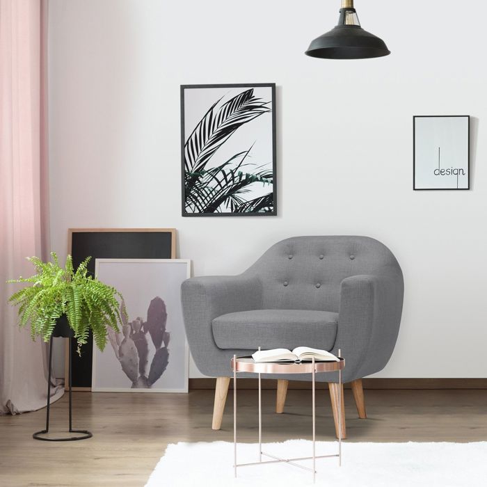 Fauteuil scandinave Savoy tissu Gris