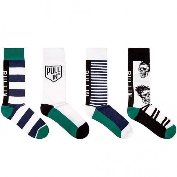 PULL IN Lot de 4 paires de Chaussettes Adulte Coton PACK28 Marine Blanc