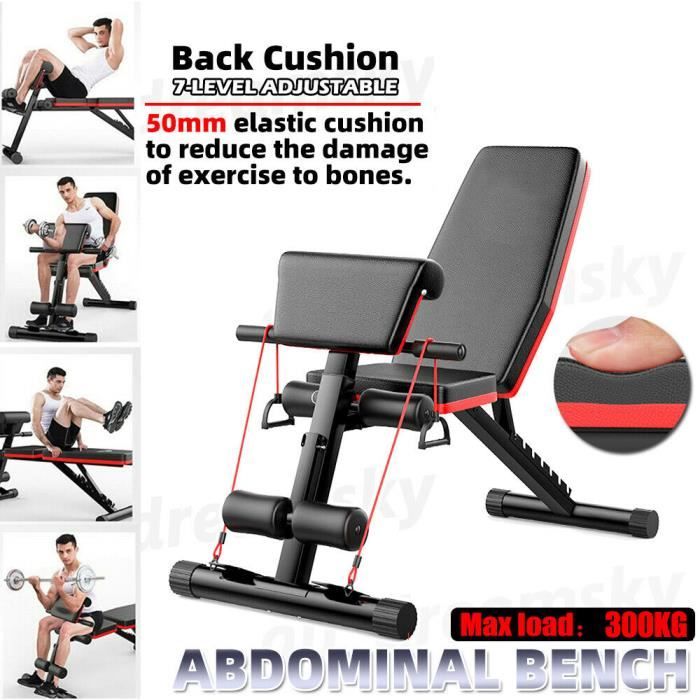 NEUFU Banc de Musculation incliné Pliable Dossier réglables en 7 Positions Formation d'exercice Max 300KG