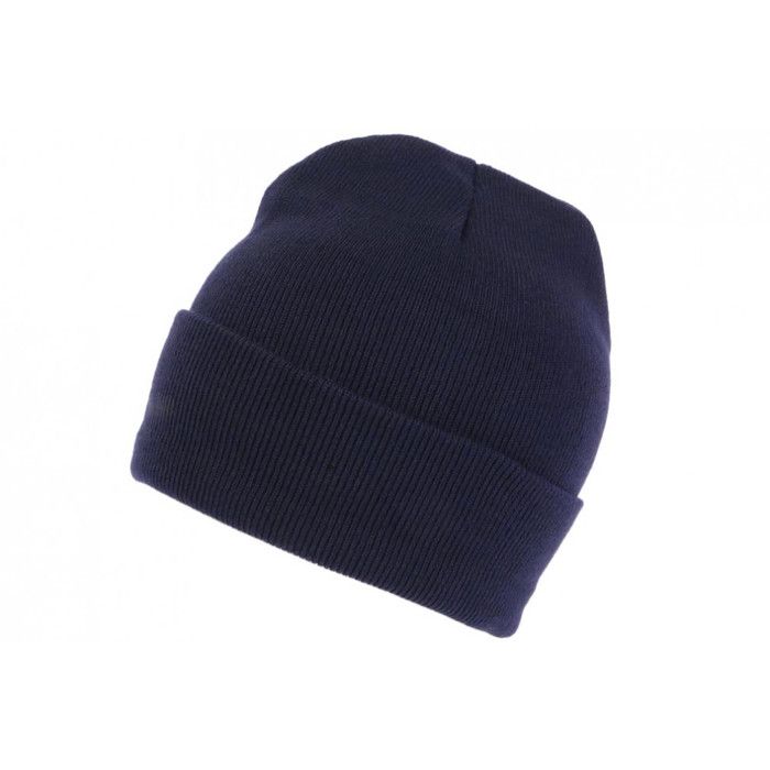 Bonnet Bleu Marine Classe en Laine avec Revers Eric - Taille unique - Bleu
