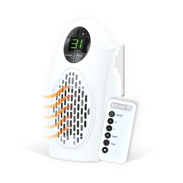 Chauffage nomade orientable MOLINO 500 W avec télécommande - Blanc