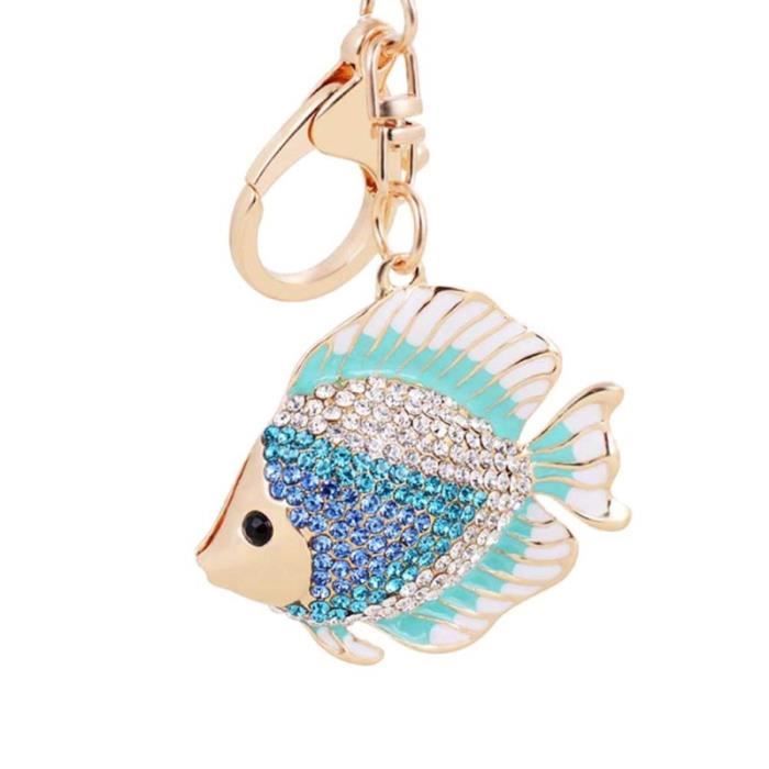 Porte-clés créatifs cadeaux femmes sac pendentif porte-clés petit poisson en forme de fille (bleu) ALARME AUTONOME