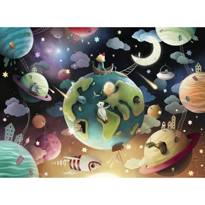Puzzle 100 pièces XXL : Planètes fantastiques, Demelsa Haughton Coloris Unique